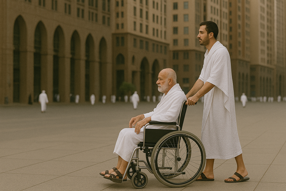 صورة كراسي حجاج ومعتمرين من كبار السن وأصحاب الهمم